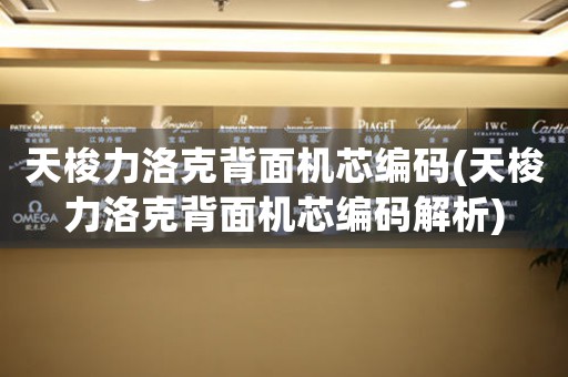 天梭力洛克背面機芯編碼(天梭力洛克背面機芯編碼解析)