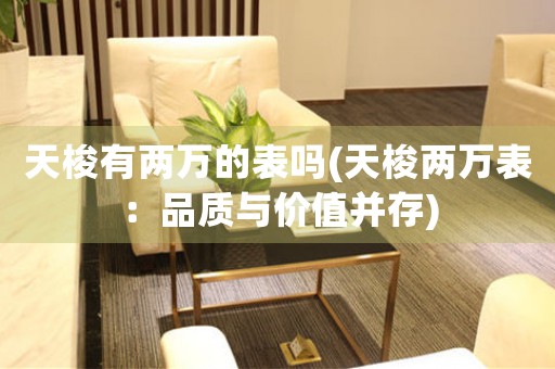 天梭有兩萬的表嗎(天梭兩萬表：品質(zhì)與價(jià)值并存)