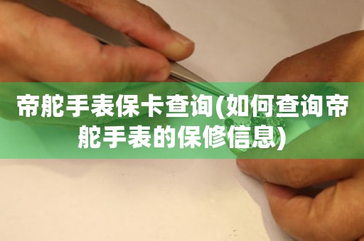 帝舵手表保卡查詢(如何查詢帝舵手表的保修信息)