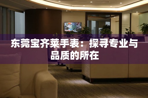東莞寶齊萊手表：探尋專業(yè)與品質(zhì)的所在