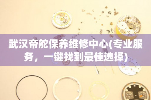 武漢帝舵保養(yǎng)維修中心(專業(yè)服務(wù)，一鍵找到最佳選擇)