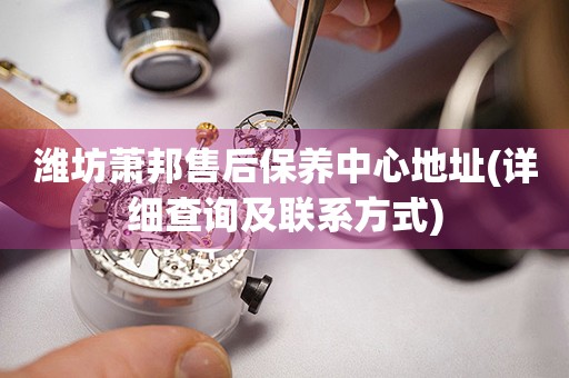 濰坊蕭邦售后保養(yǎng)中心地址(詳細(xì)查詢及聯(lián)系方式)